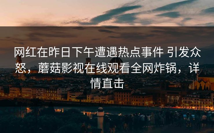 网红在昨日下午遭遇热点事件 引发众怒，蘑菇影视在线观看全网炸锅，详情直击