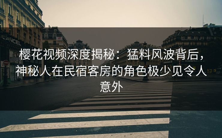 樱花视频深度揭秘：猛料风波背后，神秘人在民宿客房的角色极少见令人意外